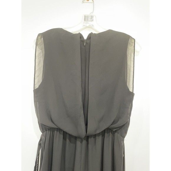 BISOU BISOU Black Formal Draped Pleated Keyhole Maxi Long Tie back Dress Size 8 - Picture 5 of 7
